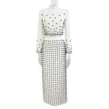 Star Fashion New Heavy Industry Pearl Nail Beads Short Top Dress Set Two