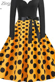 Christmas Dress Women Vintage Winter Polka Dot Print Long Sleeve Casual Elegant Party Dress S~3XL Robe