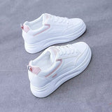 White Shoes Women 2025 Autumn New Fashion Thick-Soled Sports Board Shoe Leather Ins Students Increase Single