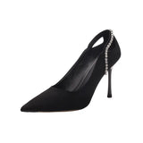 High-Heeled Shoes Spring And Summer New Pointed Women's Singles Shoes Velvet High-Heeled Shoes Hollow Light Mouth Women's