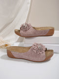Slippers Women 25 New Slope And Exposed Toe Wearing Flower-Shaped