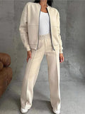 New Autumn And Winter Women's Casual Zipper Jacket Wide Leg Pants Fashion