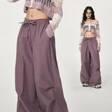 Zingj Wide-Leg Sweatpants Elastic Waist Logo Loose Versatile Air Pants Parachute Paratroop Cargo