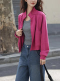 Sense Simple Collar Jacket 2025 Spring And Autumn Dopamine Eye-Catching Basis Simple Waffle Coat