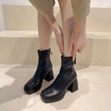 Boots Women 2025 New Spring And Autumn Single Boots Martin Boots Round Head Waterproof Station Naked Boots Coarse High Boots And Boots Women