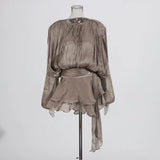 Women's Clothing 2025 New French Loose Long-Sleeved Holiday Lotus Leaf Side Short Dress Women's Autumn And