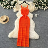 Grid Sling Dress Women's Summer New Folding Coat Wearing Long Body Dressing Vest Burqa
