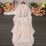 New Sweet Female Taste Lace High-End Buckle Pocket Royal Sister Dress Goddess Temperament To Take Pictures
