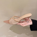Pointed High With A Word Slippers Women's Net Yarn Water Toe Fish Mouth Fashion Cold