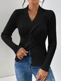 Women's Knitwear Fashion Temperament Thread Under The Fork Long Sleeve Solid Color