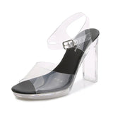 Zingj New Korean Version Of The Runway Show Model Shoes Flat Heel Sexy Black Waterproof Table 11CM High Heel Sandal Female