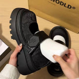 Jane Women's Shoes Spring And Autumn High-End Feel Magic Sticker Lefu Shoes Small Leather Shoes New Chinese Embroidery National Style Thick Sole Single