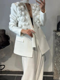 Temperament High-End Suit 2025 Autumn And Winter New Splicing Flowers Ribbon Suit High Waist Repair