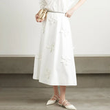 Sense A Word Skirt 2025 Summer New Fashion Three-Dimensional Flower Splicing High Waist Versatile Long Skirt