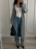 Autumn And Winter Hot Sweater Set Women Loose Long Version Thicker Cardigan + V Collar Vest