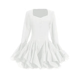 French High-End Single-Dear Fairy Dress 2025 New Square Lotus Side Horn Sleeve Temperament Dress Female