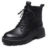 Leather Soft Bottom With Martin Boots Autumn And Winter New Short-Skin Women British Style Single Boots Work Fit Thick