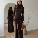 And Winter New Women's Fashion Sexy High Open Fork Tied With Hot Girl High Collar Fit Hip