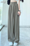 Women Wide Leg Pants Spring Fashion Women's Pants Thin High Waisted Straight Casual Trousers Female Clothing Black