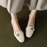 Retro Lady Commuter Metal Buckle Happy Shoes Women Spring / Summer 2025 Fashion New Thick Heel Single Shoes Small Leather