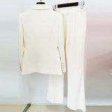 Fashion New Metal Block Decorated A Buckle Suit Trumpet Trouser Suit Two