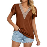 Elegant Hollow Out Blouse Fashion Summer Women Petal Short Sleeve Tops Women's Shirts 2023 Ladies Blouse Clothes