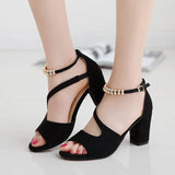 Buckle-Dear Sandals Women's Velvet Face Coarse Side Empty Fish Mouth Cool Slippers