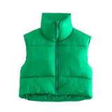 Color Double Pocket Collar Cotton Vest 2025 Autumn And Winter New Color Repair Cotton Vest