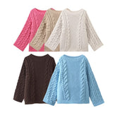 Women's INS Burst Round Horn Horn Sleeve Knitted Loose
