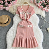 Zingj Fish Tail Dress Female Summer Dress 2024 New Knitted Black Temperament Waist Show Thin Design Sense