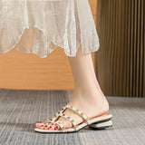 New External Wearing Rivet Slippers Women Lazy Heel Sandals Half-Taker Size