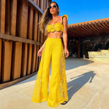 2025 New Split Swimsuit Trousers Beach Set Three-Piece Solid Color