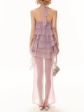 Holiday Wind 2025 Autumn/Winter New Temperament Elegant Lotus Leaf Side Design Slim Skinny Dress