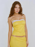 Storm Point Print Lace Spliced Bow Sling Sling Vest Hottie Sexy Bare Back Short