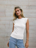 Summer Fashion Solid Color Sleeveless Round Collar Ribs Sexy Hottie Vest Sling
