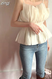 Y2k Top Women Waist Sleeveless Vest French Korean Fashion Clothing Design Solid Shirt Slim Top Elegant Clothes