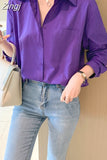 Fashion Spring Autumn 2023 New Women Shirts Turn Down Collar Solid Simple Chiffon Blouse Loose Clothes Blusas Tops