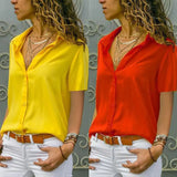 2023 Short-sleeve Shirt Solid Casual Loose Blouse Fashion Women Basic Top Office Party Clothing Shirt Women