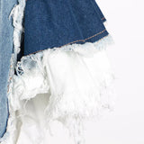 Zingj 2024 New Sexy V Collar Color Splicing Cowboy Zipper Waist Vest Irregular Halter Top