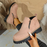 Round Head Side Zipper Martin Boots Short Boots Coarse And New Autumn And Winter Large-Size Women's Short