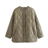 Women's Clothing New Casual Lingge Collar Quilt Loose Cotton