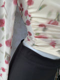Zingj Big Back Rose Print Gauze Jacket Thin Sexy Pure Desire Wind Oil Painting Waist Pinch Waist Long Sleeve