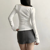 2024 Winter New Women's Solid Color Slimming Fashion Sexy V-Neck Long Sleeve Strap