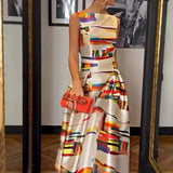 Zingj New Fall 2023 Fashion Casual Print Waist Slim Sleeveless Dress-Outfit