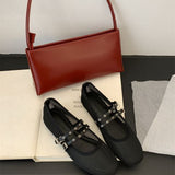Mesh Sandals Women 2025 Spring And Summer New Cool One-Word Buckle With Round Head Flat Bottom Shallow Mouth Mary Jane Single