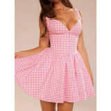 Pink Plaid Mini Dress- Outfit