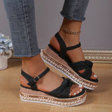 Summer New Loose Cake Heel Sandals Women's Bow Bow Rope Soles Of The Leisure Women's