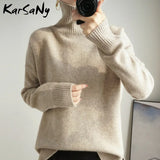Turtleneck Women Sweater Thick Warn Pullovers For Women Knitted Tops Autumn 2023 Loose Sweater Turtleneck Women's