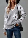 And Winter New Lace V-Neck Marinde Jersey Casual