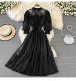 Wind Collar High-Rise Thin Foam Sleeve Lace Dress Bohemian Seaside Holiday Dress